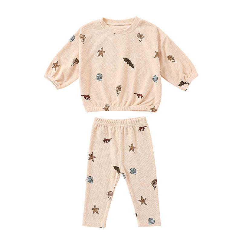 Baby Striped Print Pattern Loose Cotton Hoodie Combo Pants Sets