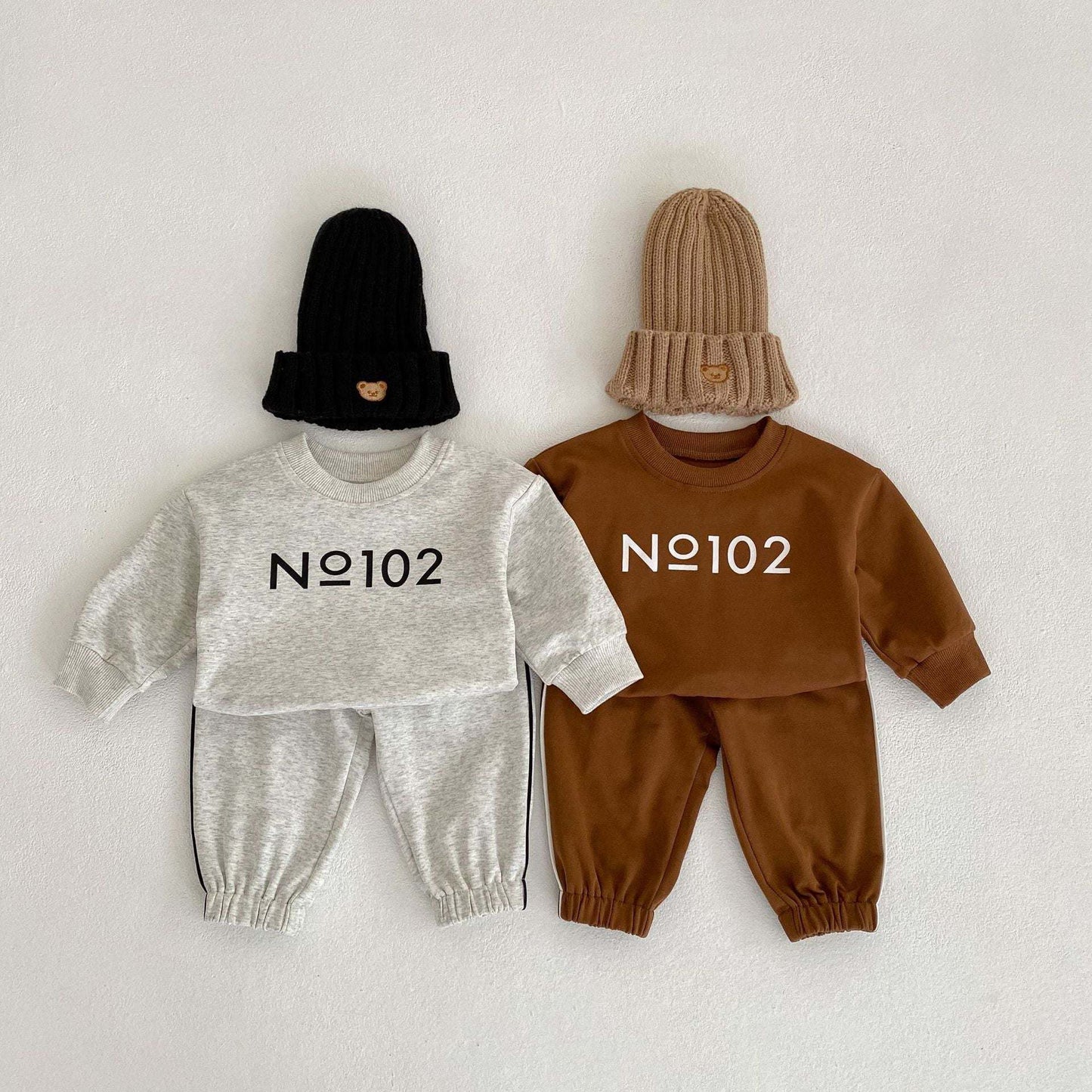 Baby Letter Graphic Pullover Hoodies With Pants Spring Sets