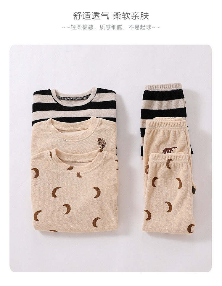 Baby Striped Print Pattern Loose Cotton Hoodie Combo Pants Sets