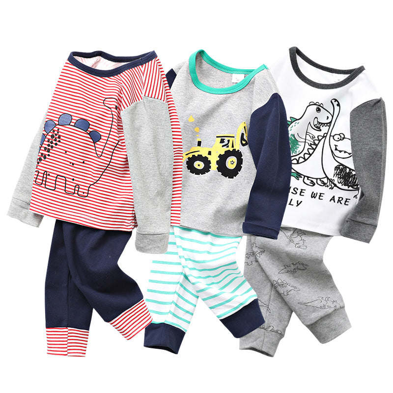 Baby Boy Cartoon Dinosaur Print Pattern Shirt Combo Pants 1 Pieces Sets Tracksuit