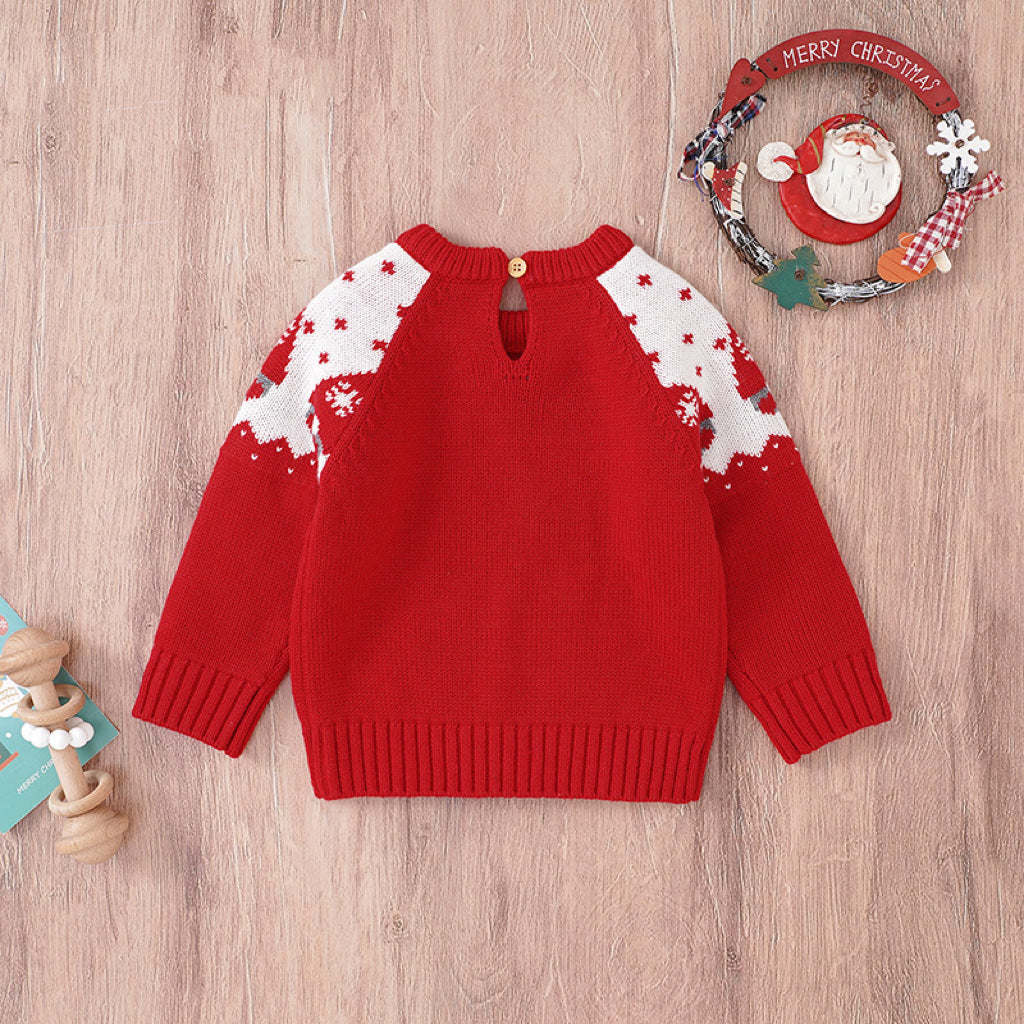 Baby Christmas Print Pattern Crewneck Pullover Knitwear Sweater