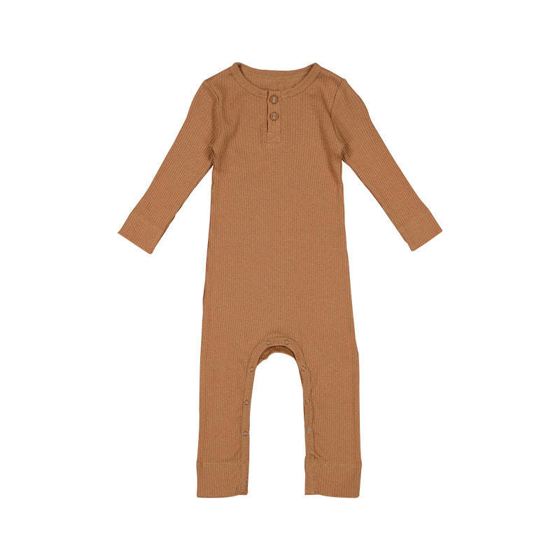 Baby Solid Color Long Sleeve Soft Cotton Basic Jumpsuit