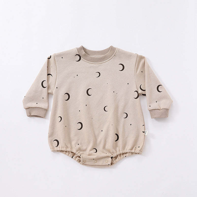 Baby Print Pattern Crewneck Long Sleeve Quality Triangle Onesies