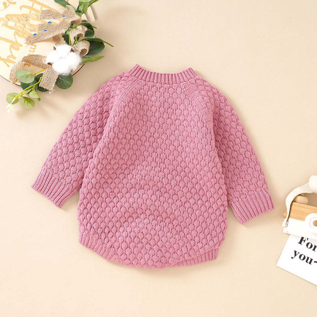 Baby Solid Color Long Sleeve Knit Pullover New Style Bodysuit