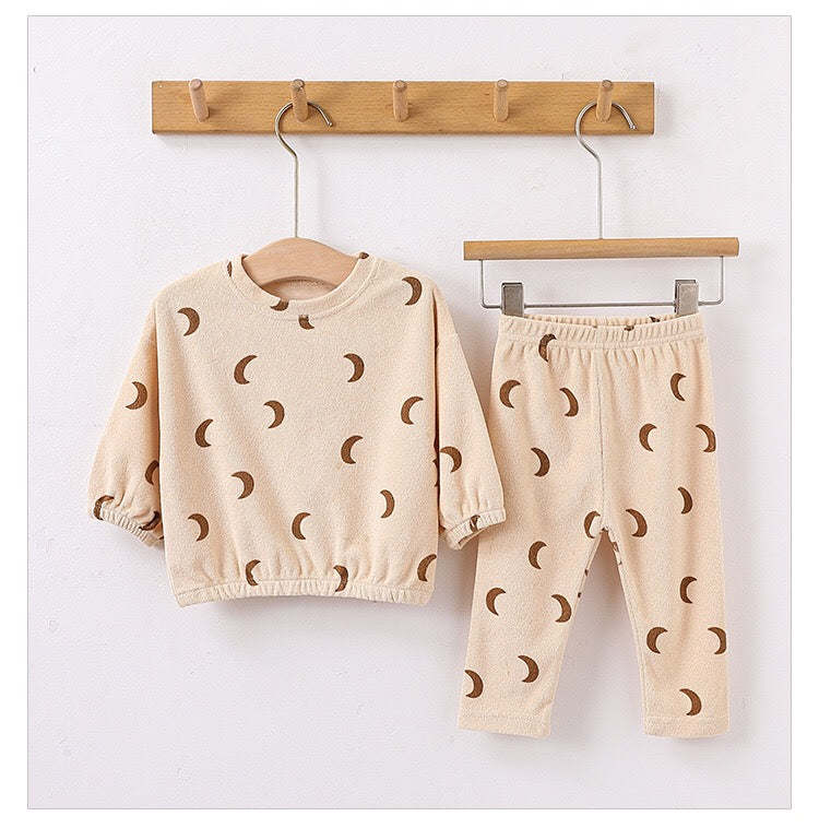 Baby Striped Print Pattern Loose Cotton Hoodie Combo Pants Sets