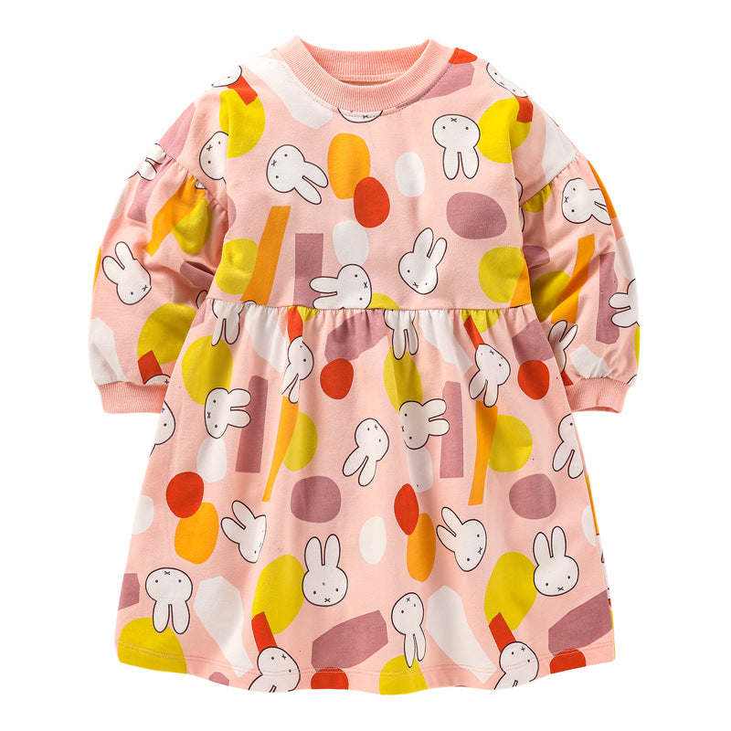 Baby Girl Bunny & Camouflage Long Sleeve Dress