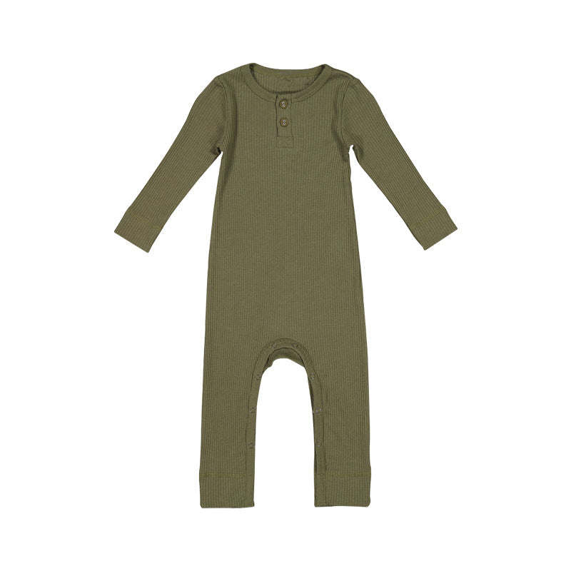 Baby Solid Color Long Sleeve Soft Cotton Basic Jumpsuit