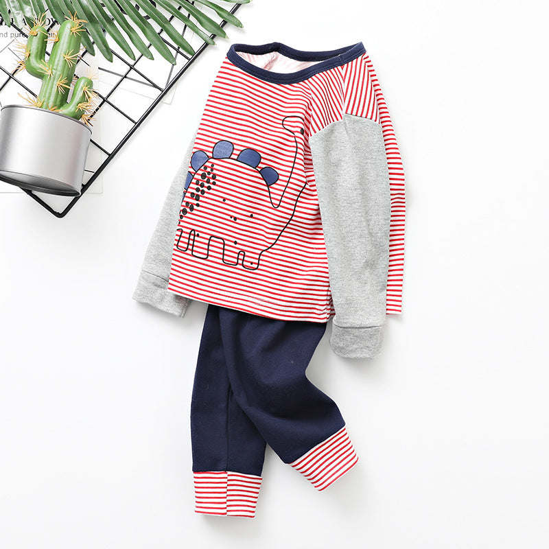 Baby Boy Cartoon Dinosaur Print Pattern Shirt Combo Pants 1 Pieces Sets Tracksuit