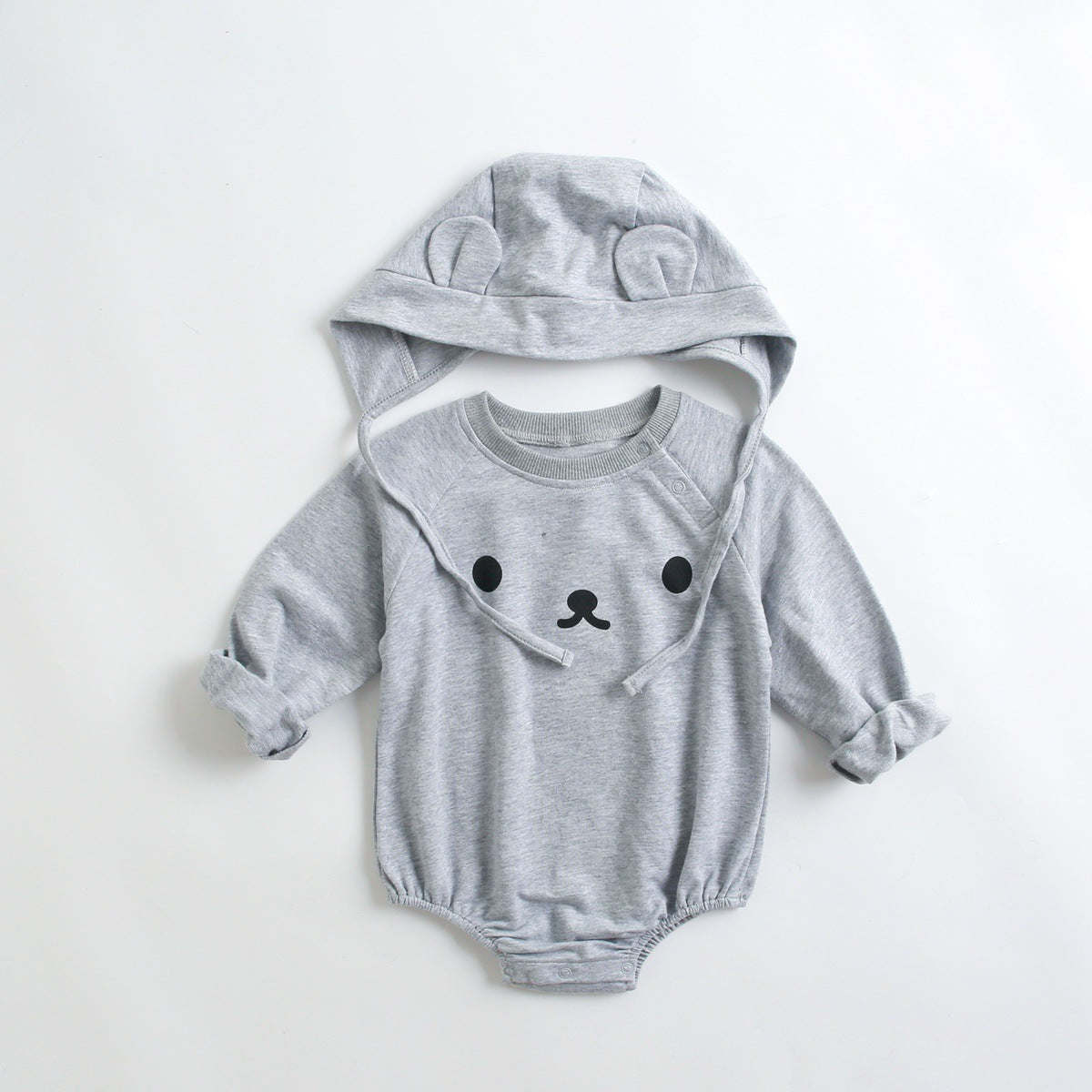 Baby 1pcs Cartoon Print Pattern Long Sleeved Cotton Triangle Onesies With Hat