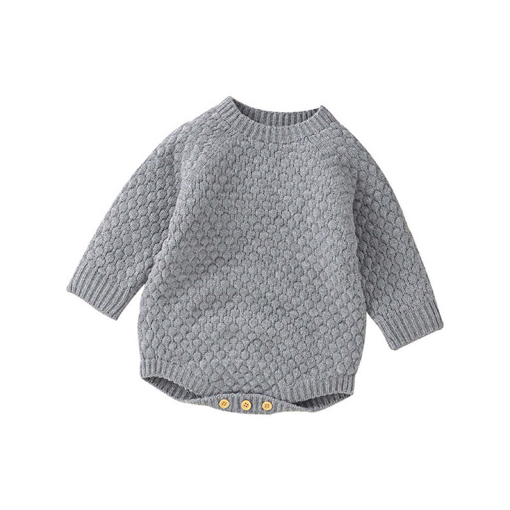 Baby Solid Color Long Sleeve Knit Pullover New Style Bodysuit