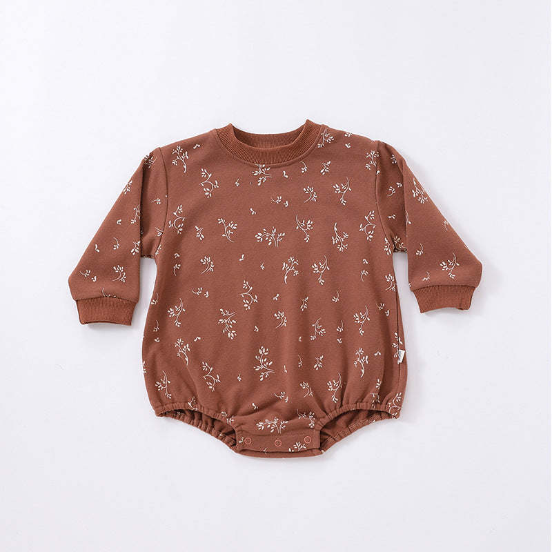 Baby Print Pattern Crewneck Long Sleeve Quality Triangle Onesies