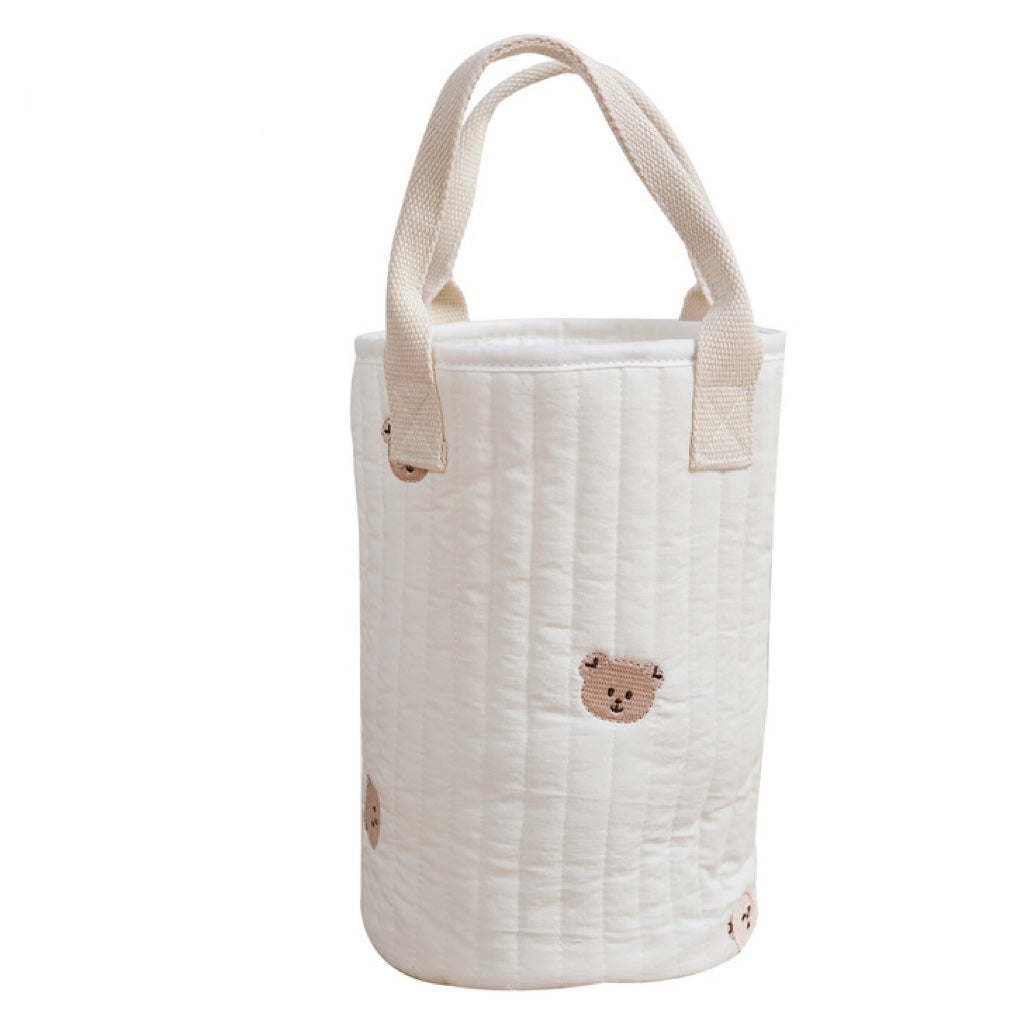 Baby Embroidered Pattern Baby Bottle Storage Mommy Handbag With Compartment