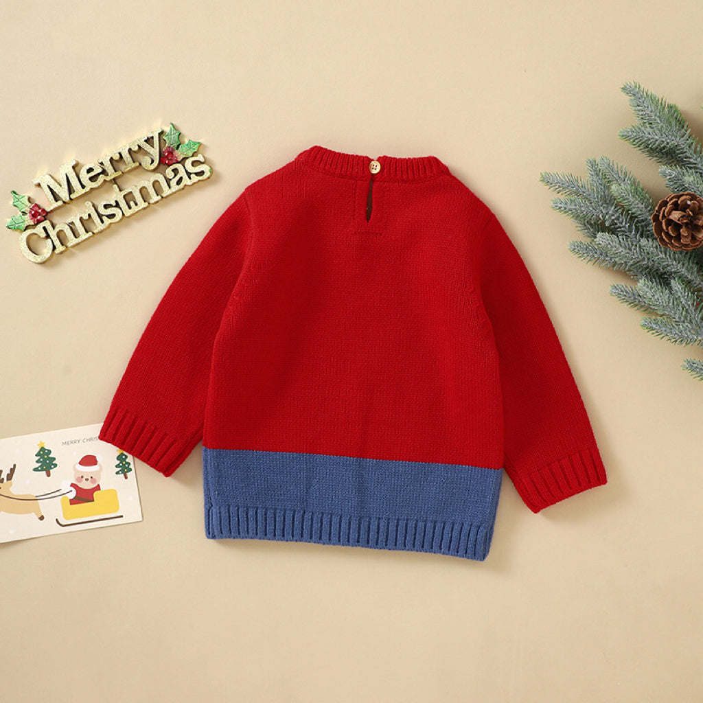 Baby Christmas Elk Pattern Pullover Long Sleeve Knitwear Sweater