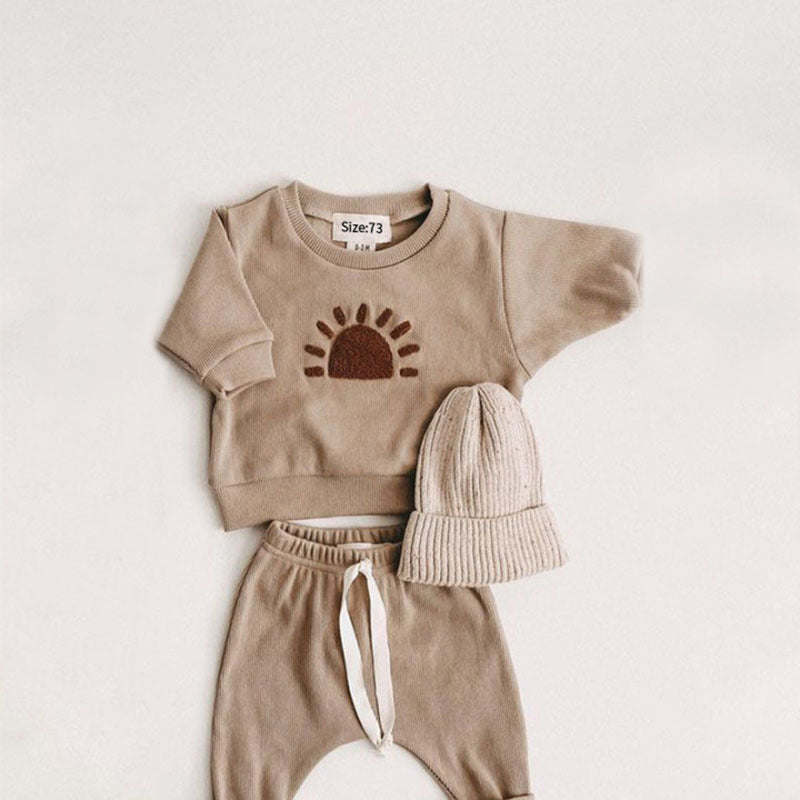 Baby Rainbow Sun Pattern Hoodies Combo Pants Sets