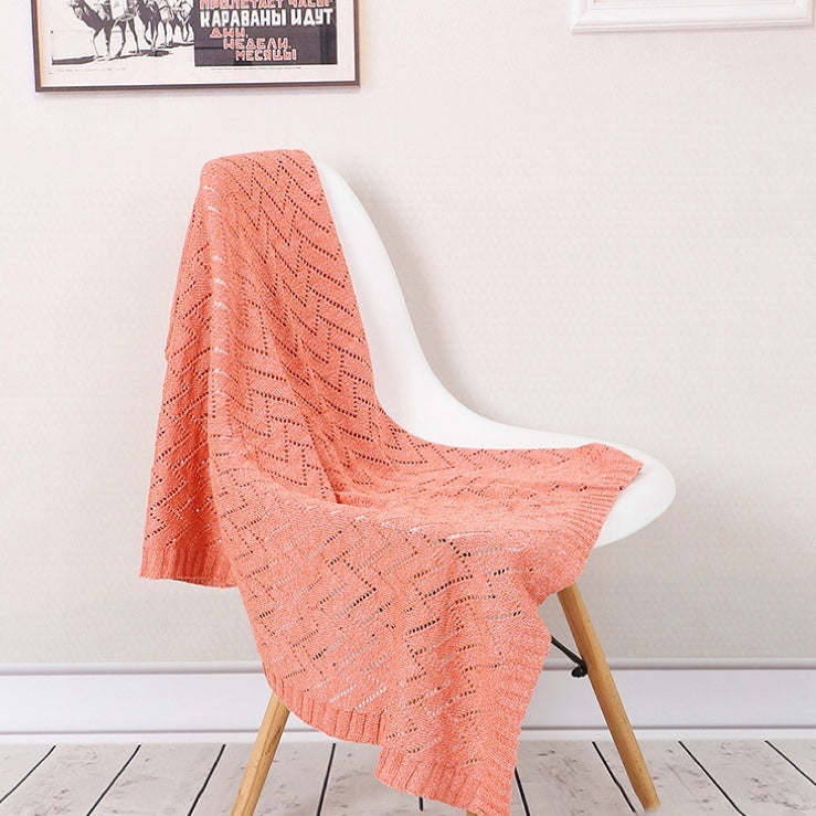 Kids Hollow Carved Graphic Solid Color Knitted Blanket